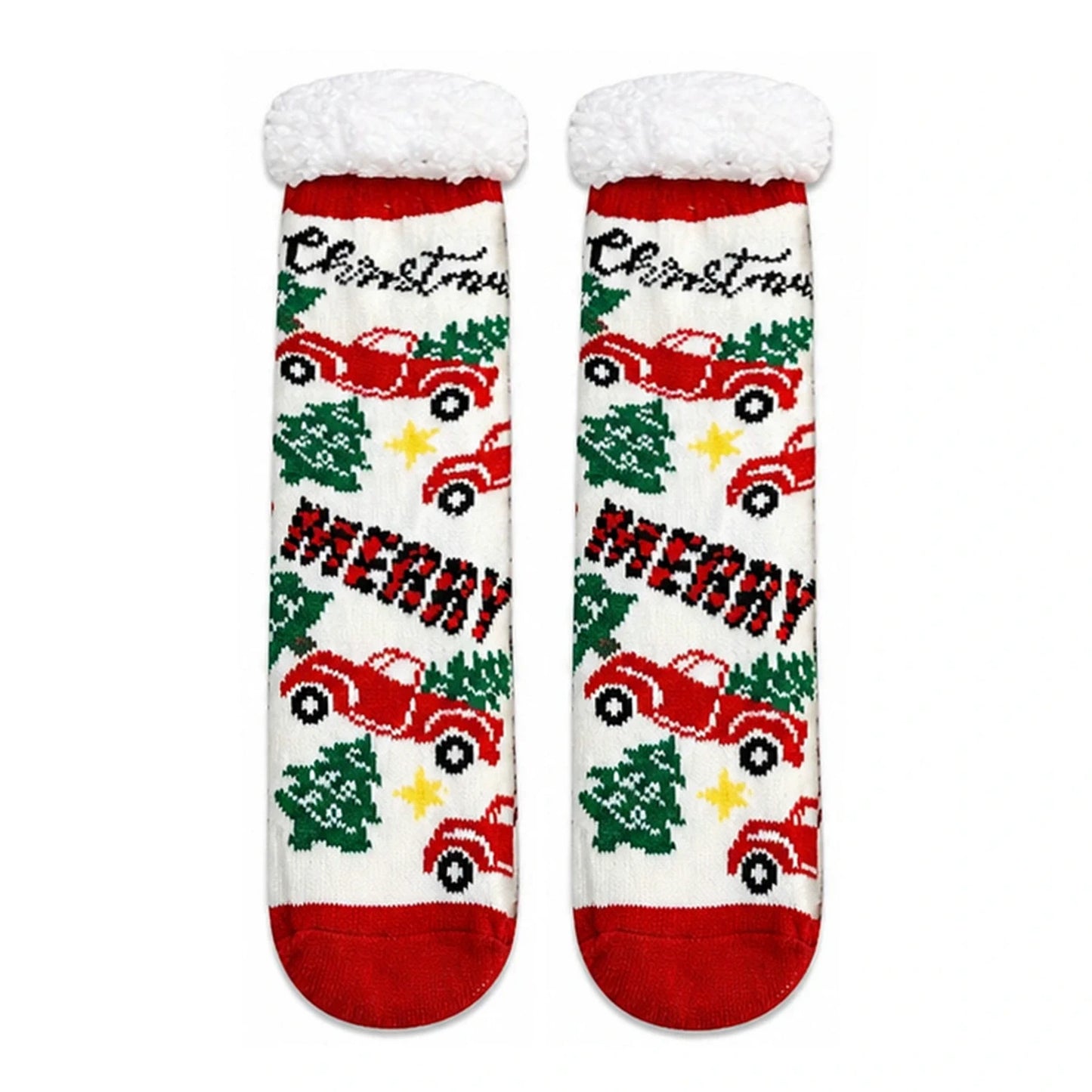 Slipper Socks | Vintage Christmas Truck – Red