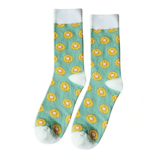 Ladies Socks | Daisy Floral Pattern – Mint Green