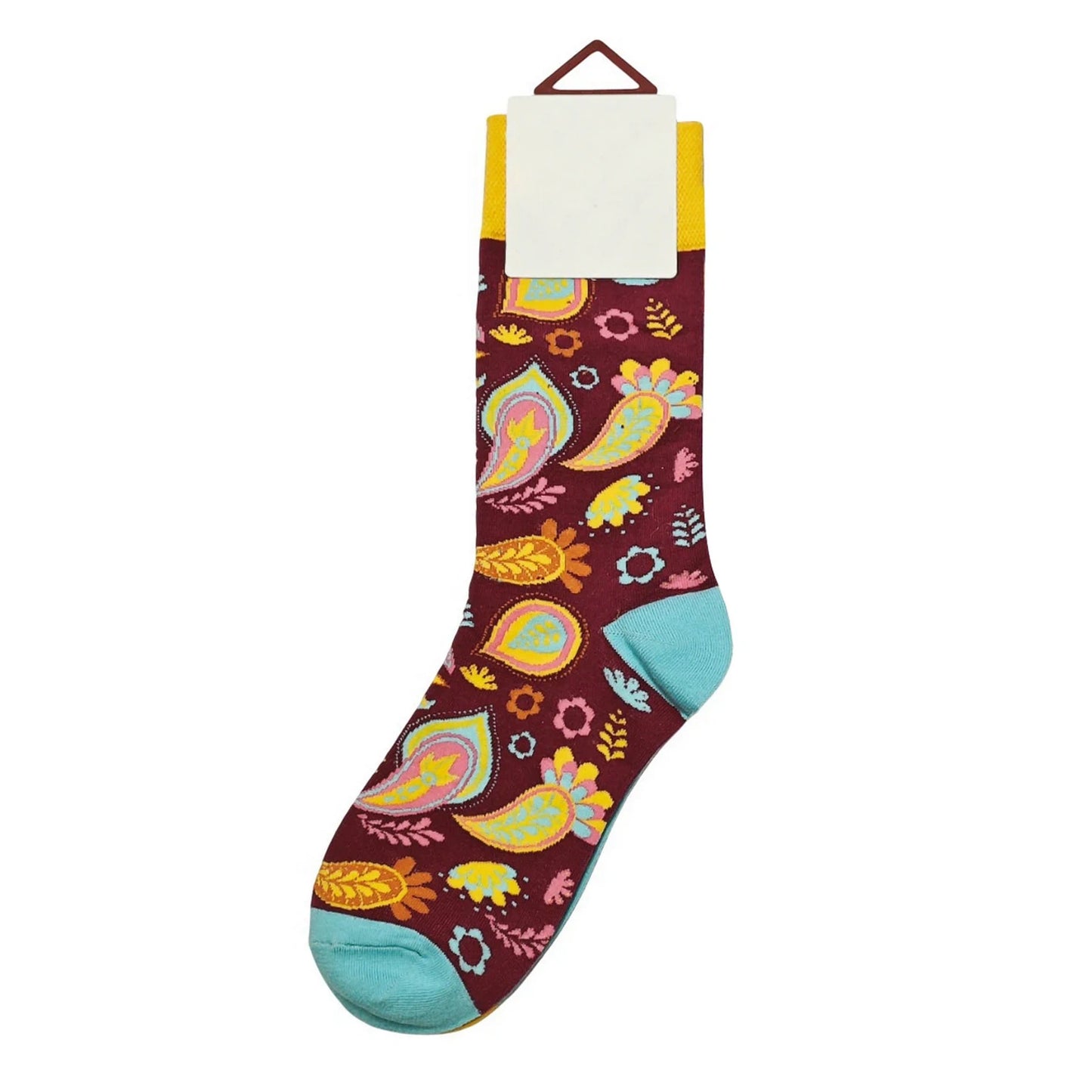 Ladies Socks | Colourful Paisley Pattern – Burgundy