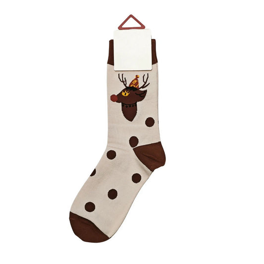 Christmas Socks | Reindeer Polka Dot – Cream