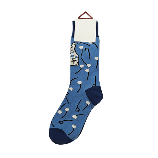 Ladies Socks | Dog & Dandelion Pattern - Blue