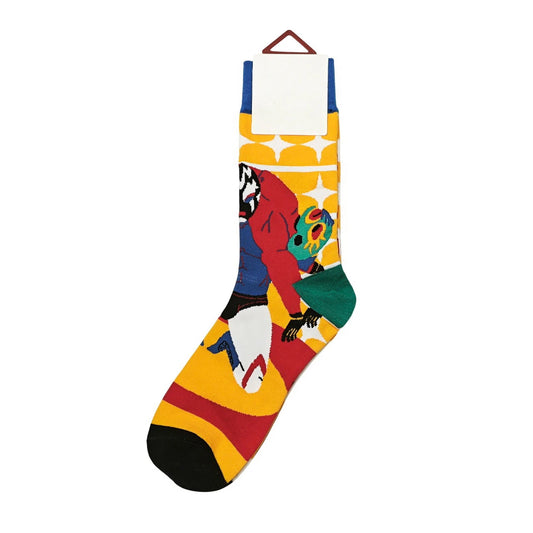 Unisex Socks | Abstract Character Illustration – Yellow