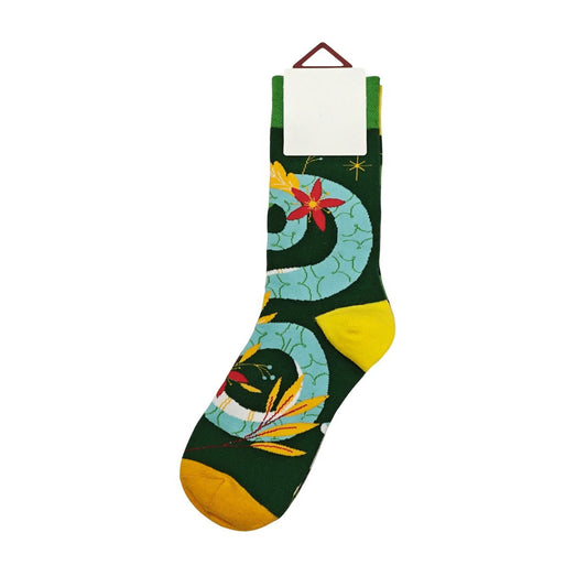 Ladies Socks | Tropical Snake Pattern - Green