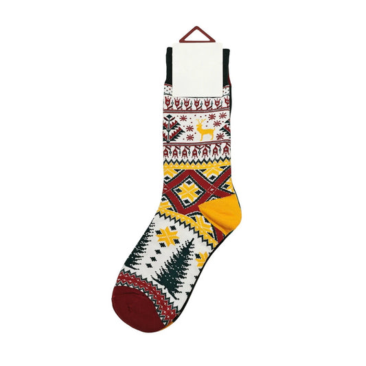 Christmas Socks | Fair Isle Reindeer – Red & Yellow