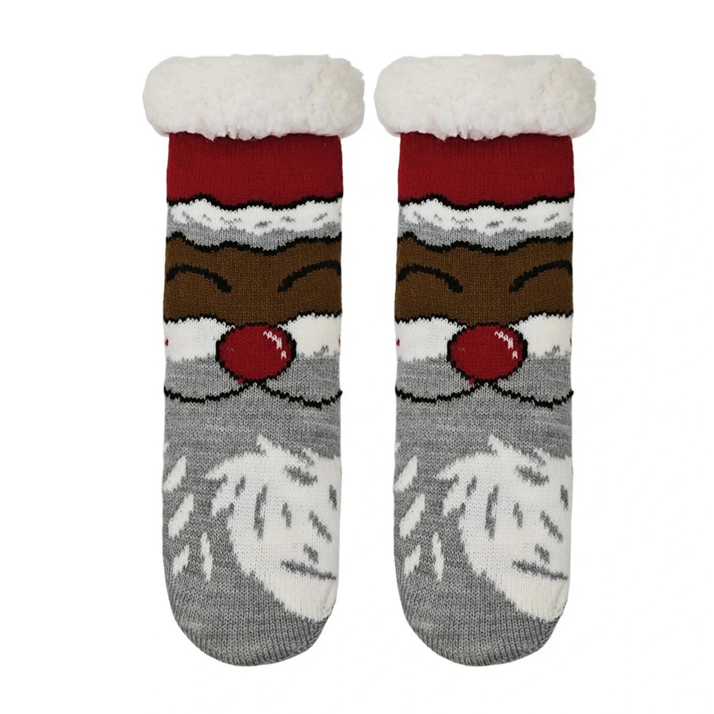 Slipper Socks | Smiling Santa for Kids – Grey