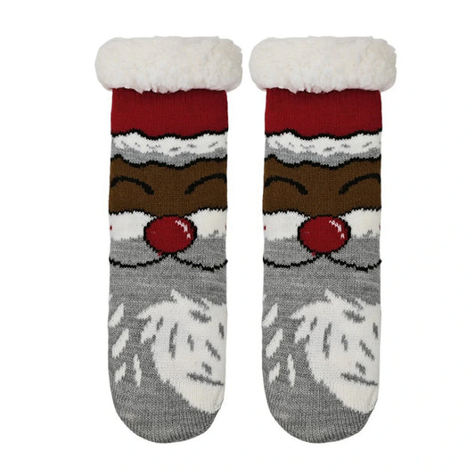 Slipper Socks | Smiling Santa for Kids – Grey