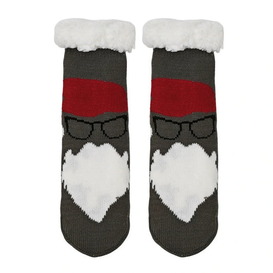 Slipper Socks | Cool Santa Face for Kids – Charcoal