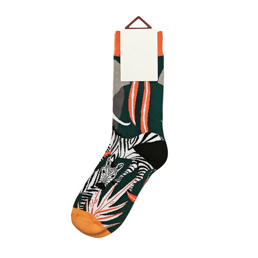 Ladies Socks | Zebra Pattern - Dark Green