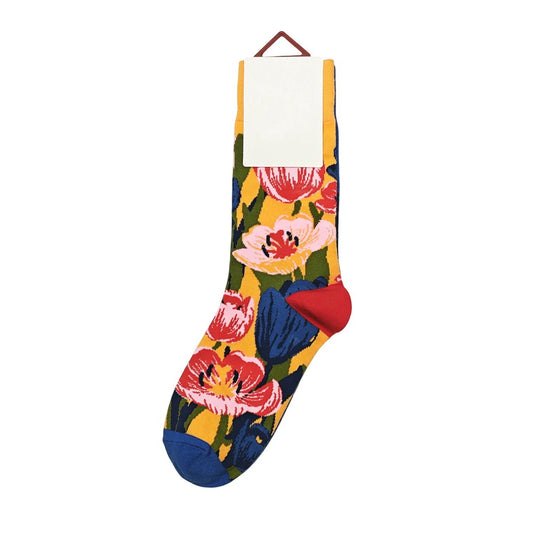 Ladies Socks | Floral Pattern - Yellow