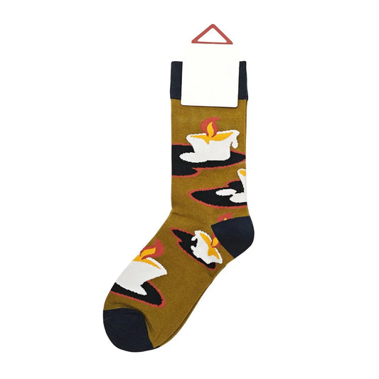 Unisex Socks | Burning Candle Pattern – Mustard