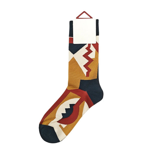 Unisex Socks | Abstract Geometric Pattern – Mustard