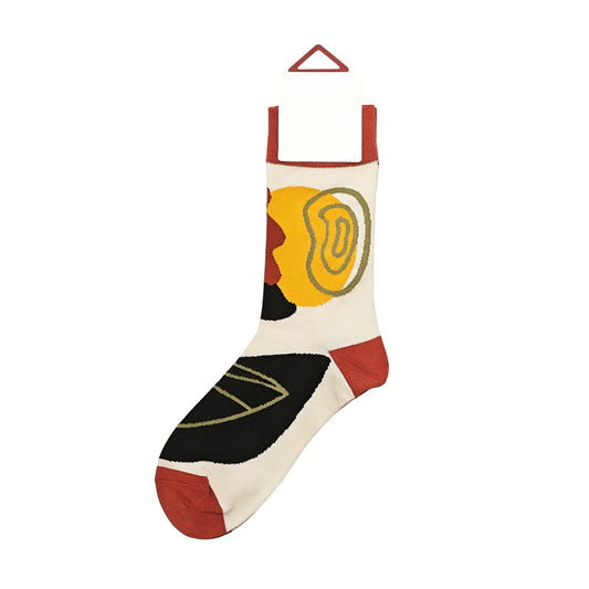 Unisex Socks | Abstract Face Graphic – Cream