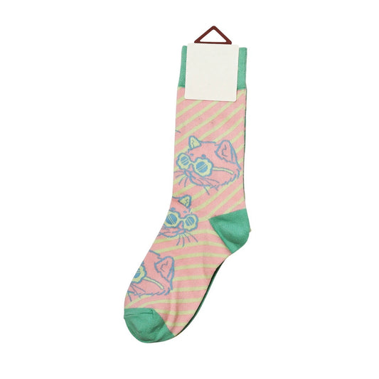 Ladies Socks | Cat Pattern - Pink