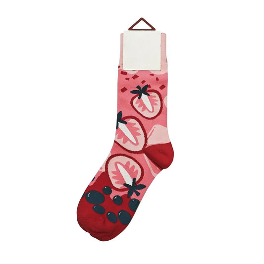 Ladies Socks | Strawberry Pattern - Pink