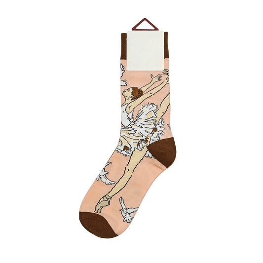 Ladies Socks | Ballet Dancer Pattern - Pink