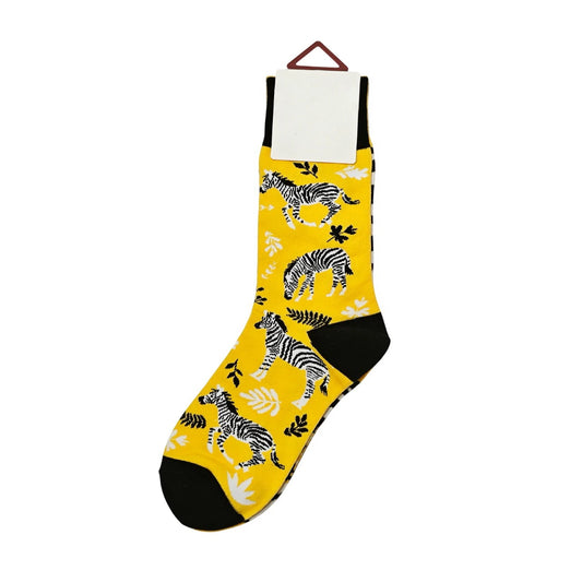 Ladies Socks | Zebra Pattern - Yellow