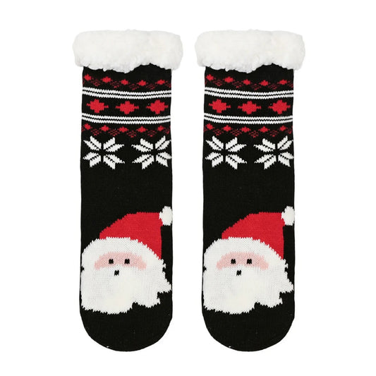 Slipper Socks | Santa Face for Kids – Black