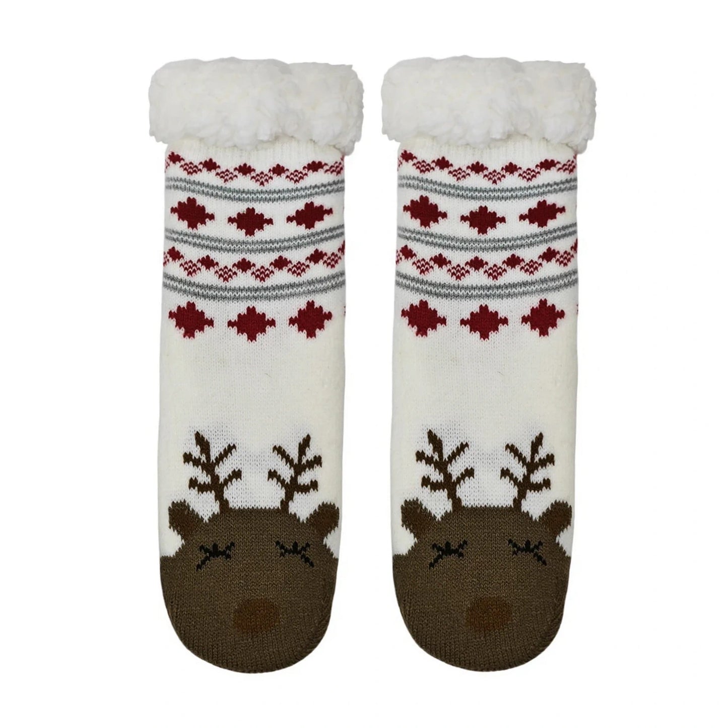 Slipper Socks | Sleeping Reindeer for Kids – Cream