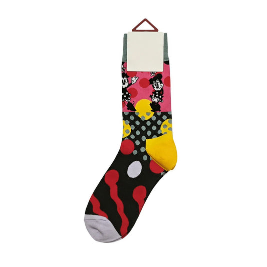 Ladies Socks | Minnie Inspired Colour Block Pattern - Black