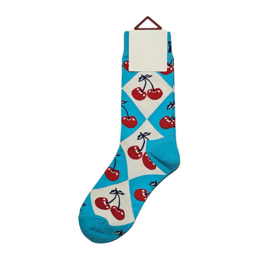 Ladies Socks | Cherry Harlequin Pattern - Blue