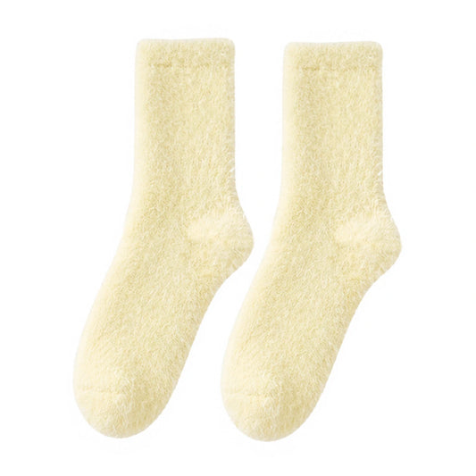 Ladies Socks | Plain Fluffy Socks - Yellow
