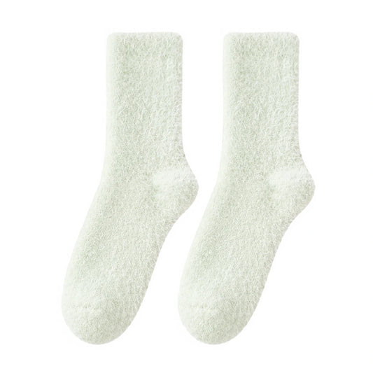 Ladies Socks | Plain Fluffy Socks - Mint
