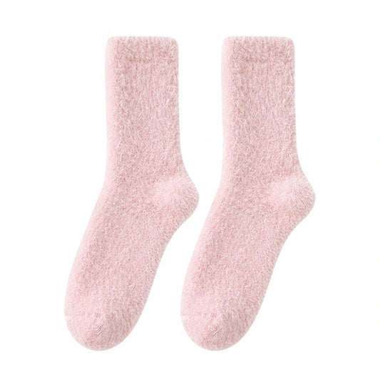 Ladies Socks | Plain Fluffy Socks - Pink