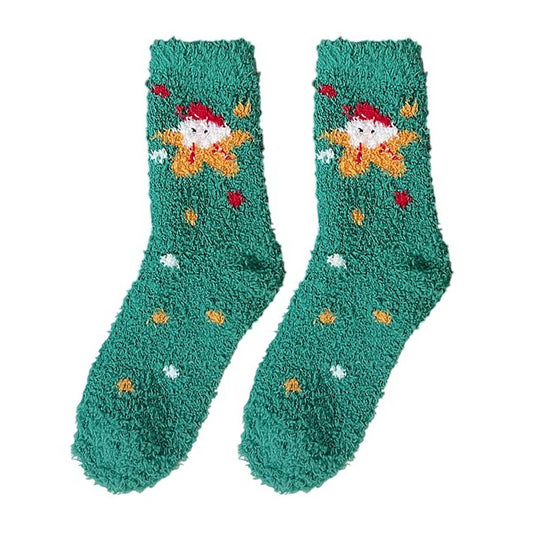 Christmas Socks | Gingerbread Fluffy – Green & Red