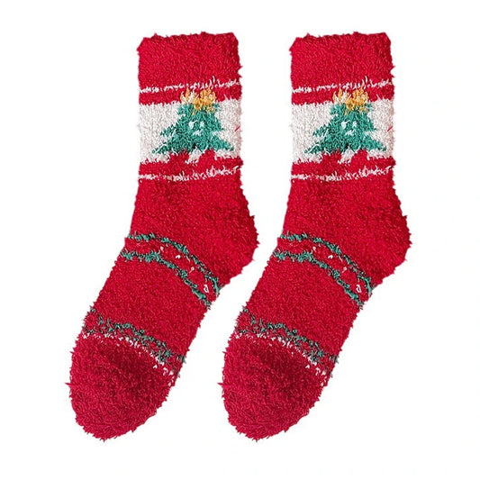 Christmas Socks | Christmas Tree Fluffy – Red
