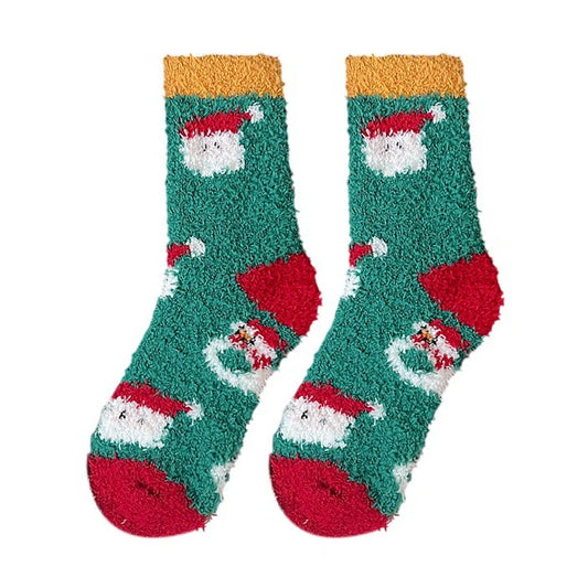 Christmas Socks | Santa Fluffy – Green & Red