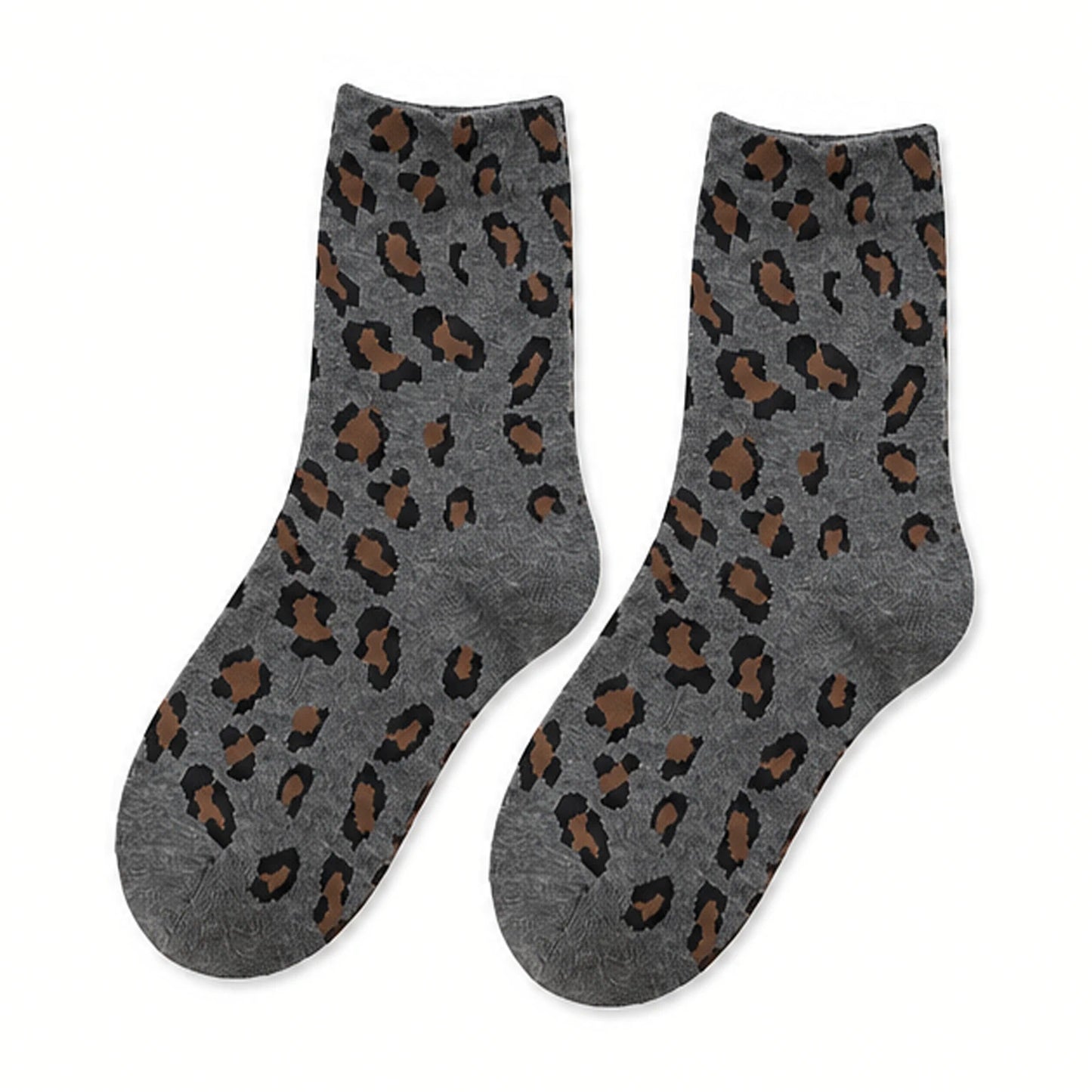 Ladies Socks | Classic Leopard Print Design – Grey