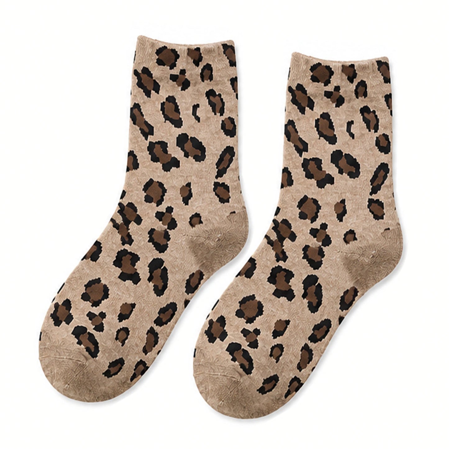 Ladies Socks | Classic Leopard Print Design – Beige