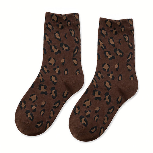 Ladies Socks | Classic Leopard Print Design – Brown