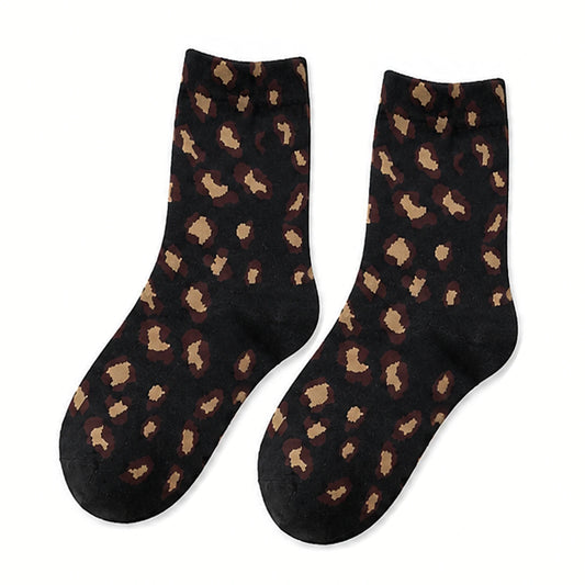 Ladies Socks | Classic Leopard Print Design – Black