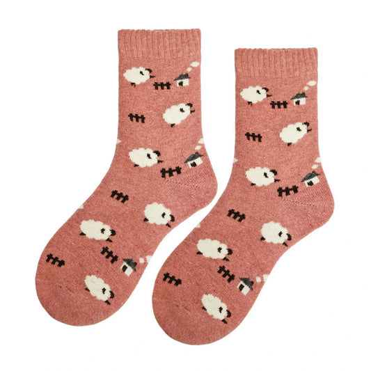 Ladies Socks | Sheep Farm – Pink