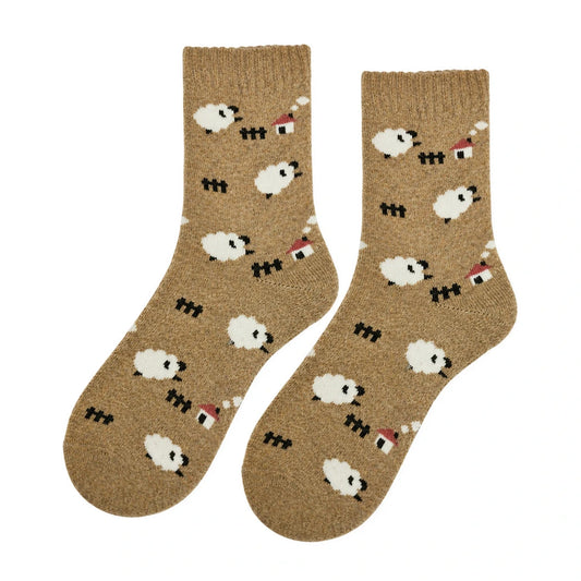 Ladies Socks | Sheep Farm – Khaki