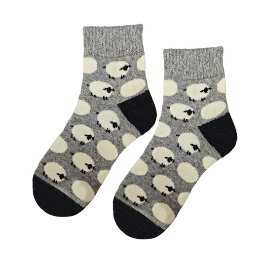Ladies Socks | Sheep Pattern Ankle Socks – Grey