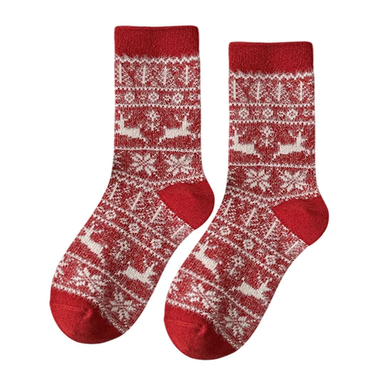 Christmas Socks | Fair Isle Reindeer – Red & White