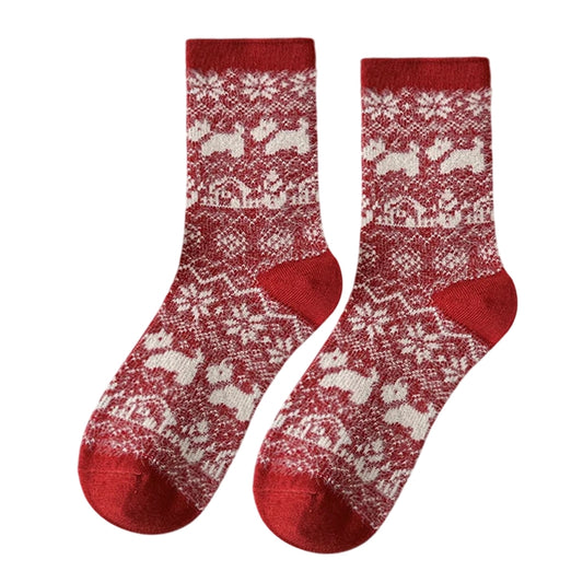 Christmas Socks | Fair Isle Dog – Red & White