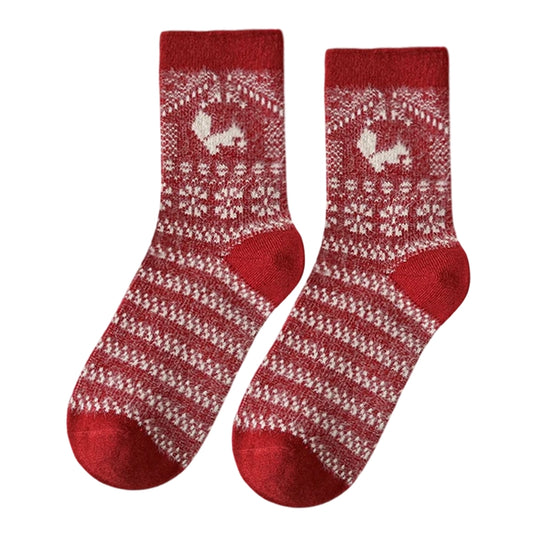 Christmas Socks | Fair Isle Squirrel – Red & White