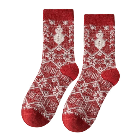 Christmas Socks | Fair Isle Snowman – Red & White