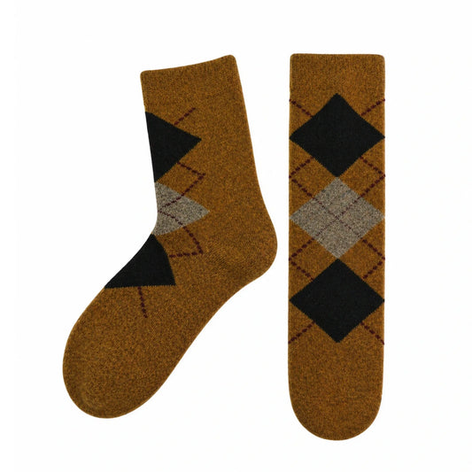 Unisex Socks | Argyle Diamond Pattern – Mustard