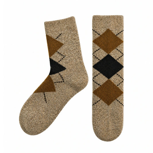 Unisex Socks | Argyle Diamond Pattern – Beige