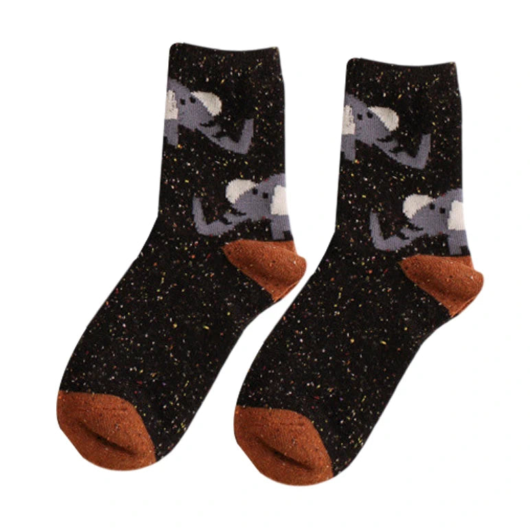 Unisex Socks | Elephant Pattern – Black