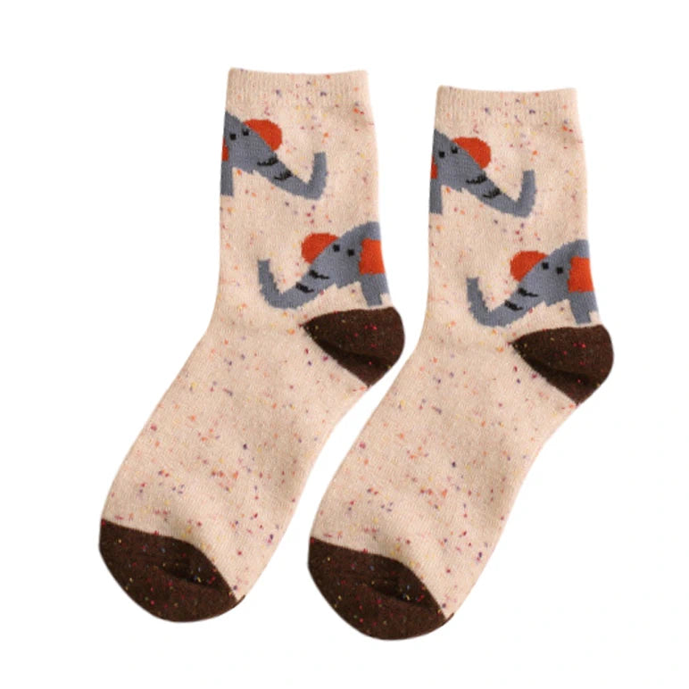 Unisex Socks | Elephant Pattern – Beige