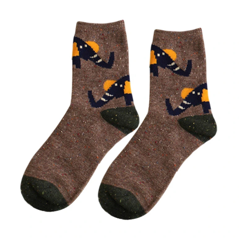 Unisex Socks | Elephant Pattern – Brown