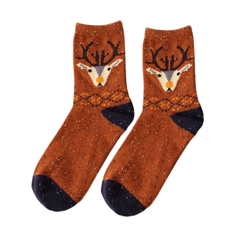 Unisex Socks | Deer Pattern – Brown