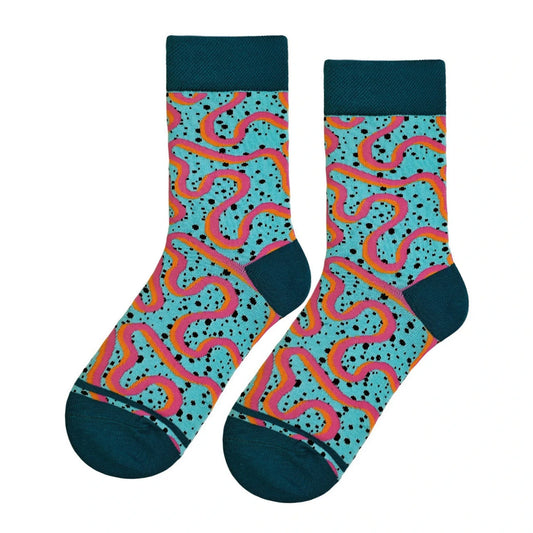 Unisex Socks | Abstract Wave Pattern Design – Blue & Pink