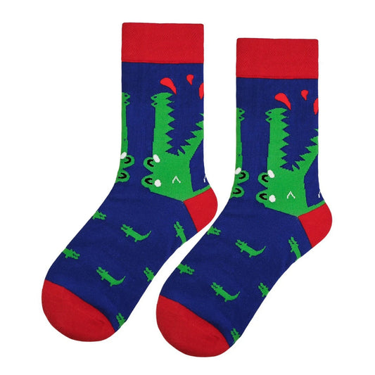Unisex Socks | Crocodile Pattern Design – Blue & Red