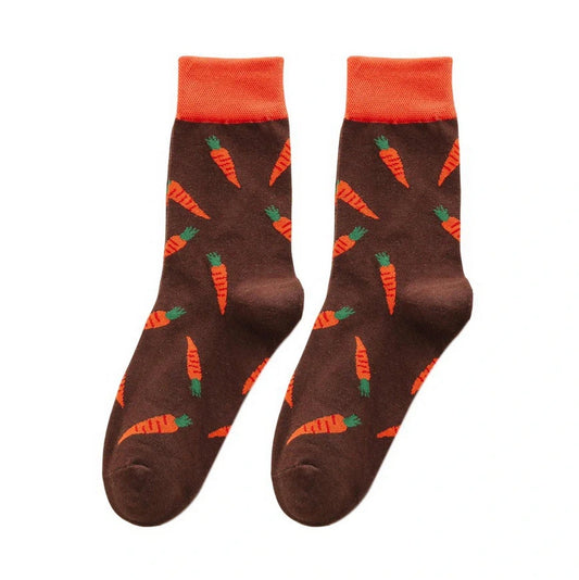 Unisex Socks | Carrot Pattern Design – Brown & Orange
